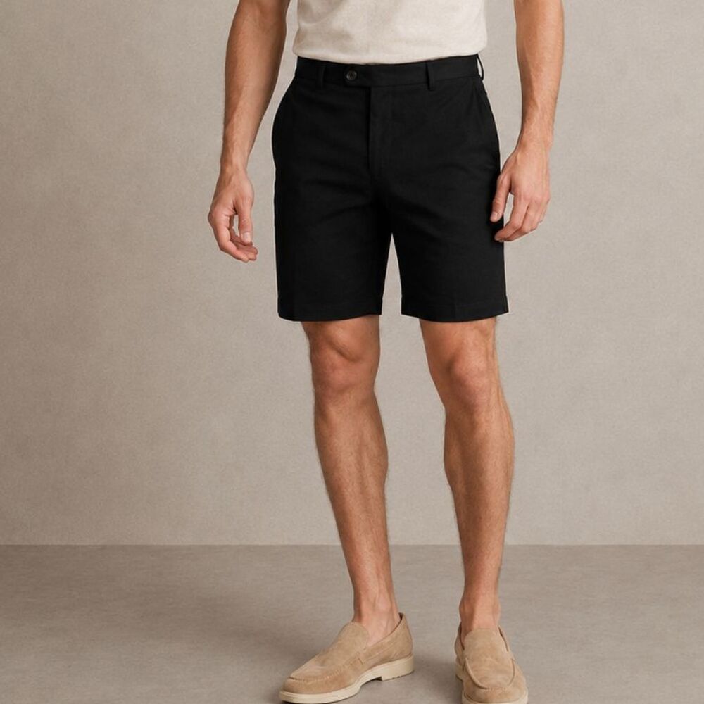 Reiss OE Hampton Chino Shorts Men's 28 Black Cotton Stretch Casual Weekend